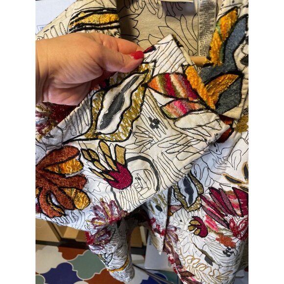 Chico's Garden Bloom Roadster Embroidered Denim Jacket Sz XL - Picture 6 of 12